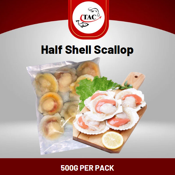 [BUY 1 FREE 1] Half Shell Scallop with Roe Gross 500g / Total Receive 1KG PKT